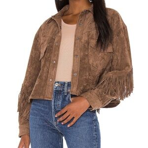 BLANKNYC Fringe Jacket in Hot cocoa Brown Fringe Women's Jacket